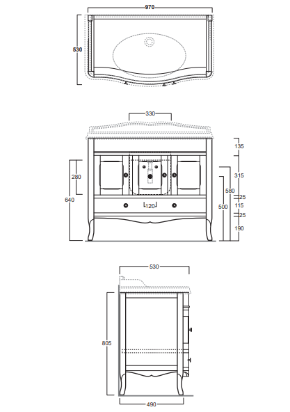 Тумба напольная Simas Arcade ARMC105 bi/cr 97х53