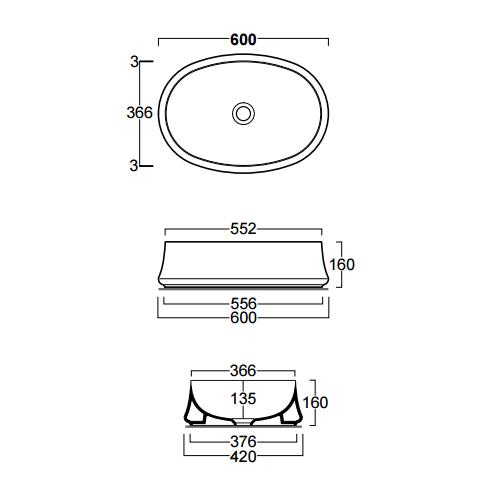 Раковина накладная Simas Sharp SH04bi*0 60х42