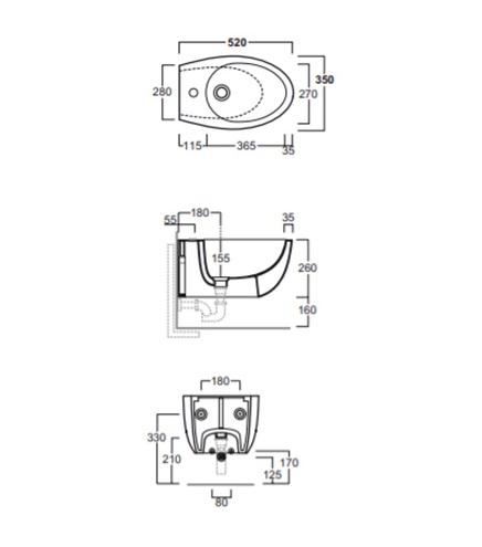 Биде подвесное Simas Bormio BR19bi*1 52х35
