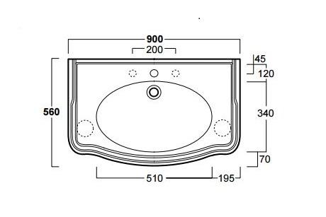 Раковина подвесная/накладная Simas Arcade AR864bi*3 90х56